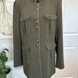 White House Black Market Green and Gold Utility Jacket